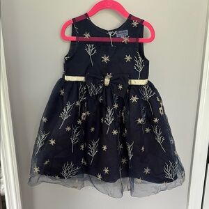 Blueberi Boulevard Blue and Silver A-Line Holiday Dress Size 3T